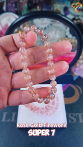 Firework Super 7 Bracelet With Clear Quartz Man-made Effect (Black Rose Gold Wealth Bowl)