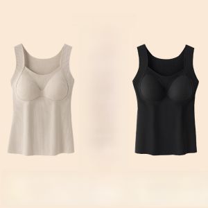 miiow | Warm Wool Silk Vest Womens Inner Wear With Chest Pad No Need To Wear Bra Patch Heat Retention Underwear Simple Style MiiOW