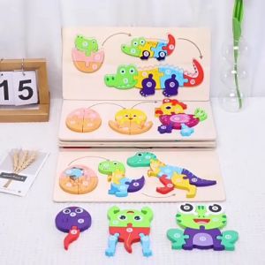 SUNNYBUNNY Kids Puzzle wooden puzzle 3d animal puzzle kids toy Animal life cycle puzzle