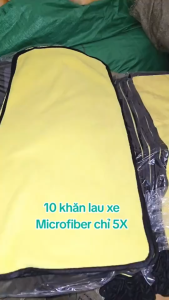 Combo Sỉ 10 Khăn Lau Xe Microfiber 3M (2 Mặt Vàng - Xám) Siêu Thấm Không Đổ Lông Phụ Kiện