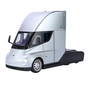 1:24 Scale Tesla Semi Truck Alloy Car Model Diecast Car Sound Light Car Lovers Collection Kids Birthday Gift Metal Boys Toys