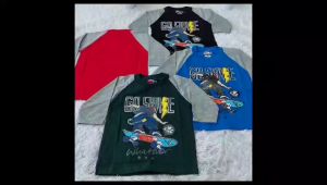 Kaos Anak Tangan 3/4 Merek Chan`s 1-10 Tahun Motif Go Skate