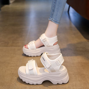 Womens Summer Thick Heel Sandals Outdoor Wear Fashionable with Skirts Beach Shoes Heightening High Heels Comfortable Breathable