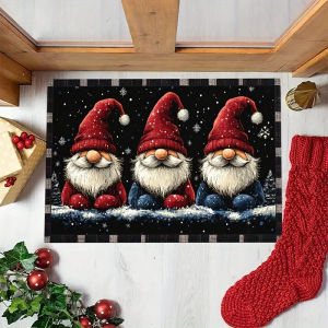 VIKAMA New 2025 Christmas Decorative Doormat American Vintage Entryway Rug Non-Slip Kitchen Porch Mat Home Decor