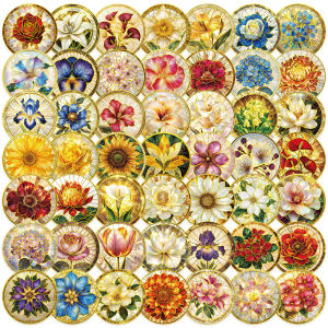 50pcs/Pack Gold Foil Flowers Stickers Decorative Scrapbooking Diary Envelope Sealing Stickers Creative Handmade Supplies