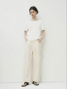 edition | Cotton Linen Straight Fit Pale Yellow Jeans