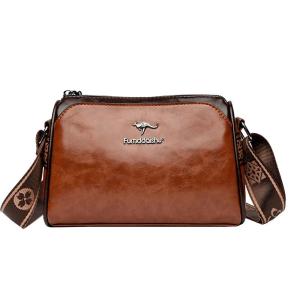 Luxury Large Capacity Leather Crossbody Bag Womens Single Shoulder Handbag Casual Style Detachable Strap Magnetic Buckle Closure