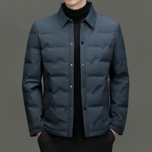 ROMON | Lormen Mens Down Jacket Thickened Warm Duck Down Collar Winter Coat Short Style Northeast Cold Resistance Cotton Coat