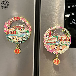 2025 New Cultural Creative Panda Fridge Magnet Travel Souvenir Gift Metal Magnetic Sandflow Home Decorations Fridge Stickers