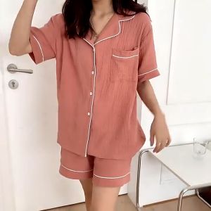 [Duy nhất 20H 10.11 - 13.11 Mua 2 giảm 10%] (Có big size) Set bộ ngủ áo cộc quần đùivải đũi xốp nhún Hàn tay ngắn mix short Mát mẻ Sang Trọng.XP2