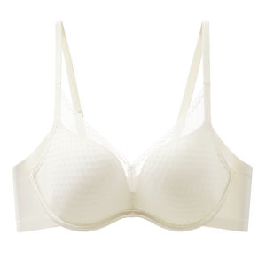 MiiOW | เสื้อชั้นในผ้าตาข่ายบางเฉียบไร้ตะเข็บสำหรับผู้หญิง ทรง V ป้องกันการหย่อนคล้อย หน้าอกใหญ่ดูเล็ก ช่วยกระชับ ไร้โครง เสื้อชั้นในแบบหน้าอกกลาง