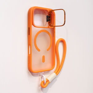 Wrist Strap Matte Lens Holder Case For iPhone 17 Air 16 15 14 Plus 13 12 11 Pro Max Mini For Magsafe Magnetic Lanyard Hard Cover