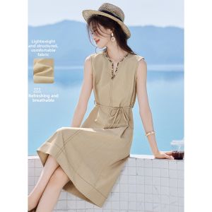 MOHANYIMEI | Bohemian V-Neck Belted Slim Dress