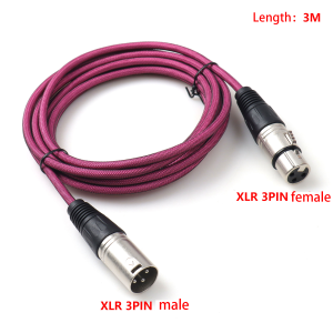 【LANO】3M XLR 3PIN male to XLR 3PIN female Premium Balanced Microphone Cable for Recording Studio Speaker Purple-blue Rose-red