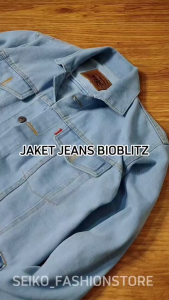 Jaket jeans denim pria terbaru biru muda bioblitz