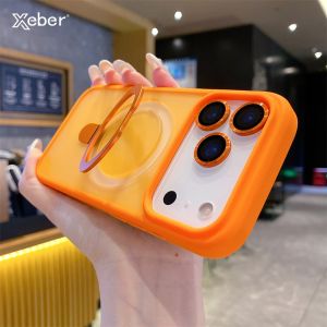 เคสชาร์จไร้สาย MagSafe สุดหรู สำหรับ iPhone 17 16 15 14 13 12 11 Pro Max Plus พร้อมวงแหวนแม่เหล็ก ป้องกันกล้อง