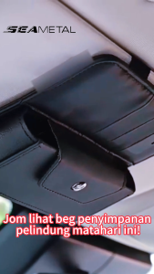 SEAMETAL Car Sun Visor Organizer Premium Leather Card Pen Holder Glasses Clip Multi-Pocket Car Visor Storage Bag汽车遮阳收纳包