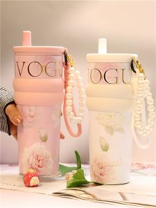 Cốc Giữ Nhiệt Bằng Gốm Dung Tích Lớn 2025 Cốc Cà Phê Xe Hơi Cốc Nước Có Ống Hút Cho Nữ Thiết Kế Mới Giá Trị Thẩm Mỹ Cao