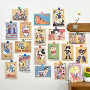 Retro Nostalgic Anime Card Wall Sticker Cat and Mouse Postcard Childhood Memories Cartoon Cute Wall Decoration