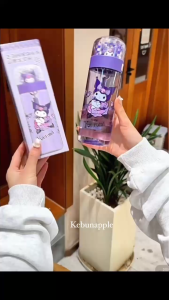 Botol Minum Anak TK PAUD SD Model Teguk 520ml dengan Tali Pendek Motif Kuromi Melody Cinamonroll Lucu FREE STIKER 2D & 3D