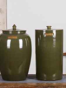 Jingdezhen Ceramic Rice Tank Water Tank Oil Cylinder Flour Container with Lid For Home Kitchen Rice Storage Box Rice Bucket Pickles Tea Cake