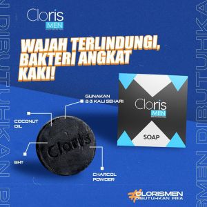 CLORISMEN Brigtening Soap / Sabun 80 Gram - Facial Wash / Sabun Cuci Muka Cloris Men untuk Perawatan Pembersih & Pencerah Kulit Wajah Pria Cowok Mengatasi Jerawat Minyak Komedo BPOM Original