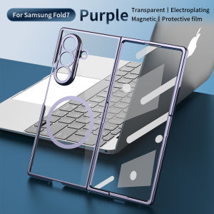 Premium Luxury Plating Transparent for Magsafe Phone Case for Galaxy Z Fold 8 Ultra 7 6 5 4 Glass Screen Film Full-Protect Cover
