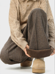 Wood soon | Straight Leg Casual Knit Pants Thermal