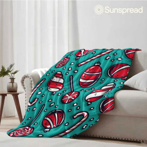 Beast Kingdom | Christmas Candy Doodle Soft Warm Flannel Blanket Lightweight Cozy Christmas Halloween Home Decor Room