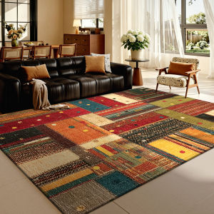 OULAISEN | Retro Style Rug Easy-to-Clean Stain-Resistant Water-Repellent