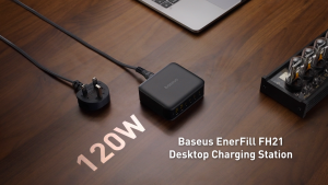 Baseus EnerFill FH21 Desktop Charging Station 4 USB-C + 2 USB-A 120W UK Plug BCT Cooling System Multi-Port Fast Charging Hub for Laptop Tablet & Phone