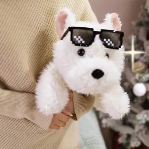 42cm Kawaii Fluffy Hair West Highland Dog White Terrier Plushie Soft Puppy Plush Toy Stuffed Lifelike Animal Appease Doll Pillow
