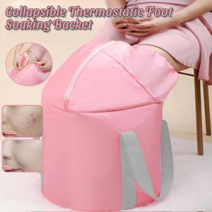 Collapsible Thermostatic Foot Soaking Bucket Portable Foot Spa Soaking Bag Health-Preserving Massage Deep Bucket