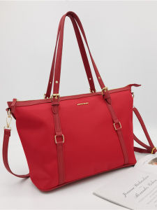Large Capacity Shoulder Tote Bag for Women Red Nylon Oxford Cloth Crossbody Bag Office Use Unique Design Single Shoulder Bag