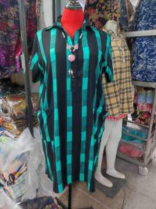 ชุดเดรสผ้าสปันไซร้50แขนสั้น และ50 และ52 นิ้วกระโปรงยาว 32 นิ้ว ผ้า ลายสก้อต ชุดเดรสไซร้ใหญ่ ใส่ แล้วหุ่นดีอำพรางหุ่น ได้ เป็นชุดเดรส ไซร้ สาวอวบ