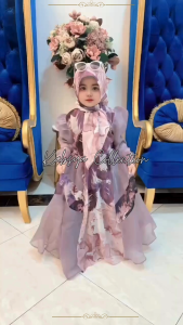 INSTANT COD Baju Gamis Anak Luxury Organza SET SYARI / Baju Muslim Anak Perempuan Bahan Cerutty Mix Organza Baju Seragam Pengajian Anak Mauma Kids