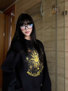 XIANGBAIWEI | Sun God Totem Print No-Hood Sweater Padded