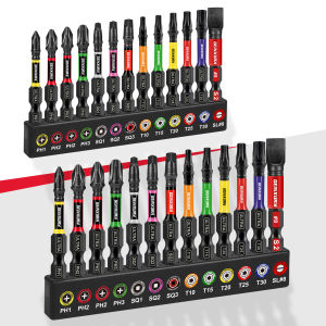 Geinxurn 26PCS 2Inches Impact Magnetic (PHSQTorxSL) Screwdriver Bit SetS2 Alloy Steel Bit with Impact Bit Holder with Base
