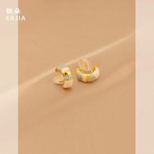 Fashionable C-Shaped Drop Oil Ear Cuffs No Piercing Required Versatile Everyday Commuting Mosquito Coil Tray Personality Jewelry