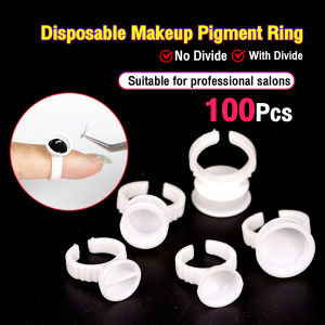 ItemMart 100pcs Tattoo Cups Disposable Permanent Makeup Ring Tattoo Ink Eyebrow Lip Tattoo Pigments Holder Rings Cup