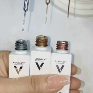 Sơn cọ gel nét metan vinimay chính hãng  Cọ gel nét metan vẽ trang trí móng tay chân màu vàng bạc hồng