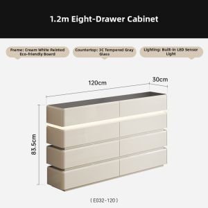 Minimalist Cream-Colored Slim Chest Dresser Storage Cabinet