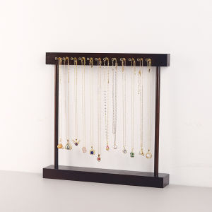 Walnut Wood Necklace Display Stand Luxury Pendant Jewelry Holder Buddhist Beads Cultural Play Hanging Rack High End Jewelry Stand