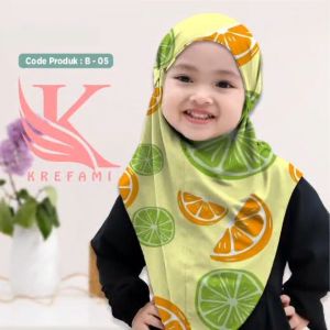 Kerudung Jilbab Bergo Anak Karakter Geblus tali malay Full Print Usia 4-10 tahun Khimar Instan Bahan Jersey Premium Motif Animal Lucu