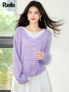 puella | Áo Sweater Mùa Thu Dễ Thương Cozy V-Neck Giả Hai Mảnh