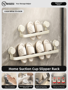 NIGESI | Non-Drilling Shoe Organizer with Suction Cup Storage Water Draining Rack