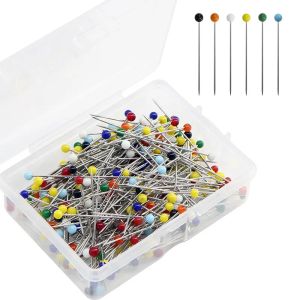 100Pcs Color Round Head Sewing Pins 32mm Glass Ball Head Positioning Pins DIY Dressmaking Jewelry Sewing Accessories