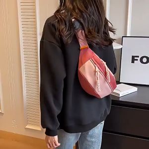 UISN #91125 womens Instagram casual minimalist crossbody bag new motorcycle sports small bag Color blocked chest bag versatile waist bag