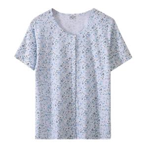 Pure Cotton Vest Sleepwear Short Sleeve Thin Home Clothes for Elderly Women Summer Leisure Comfortable round Neck Print Design