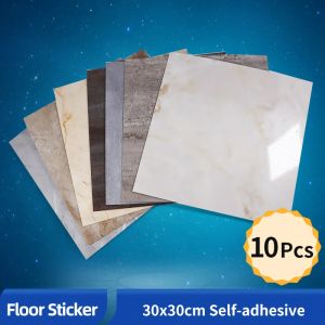 10pcs PVC Flat Imitation Marble Tile Floor Stickers 30*30cm Self-adhesive Wall Stickers Waterproof Bathroom living room Decals